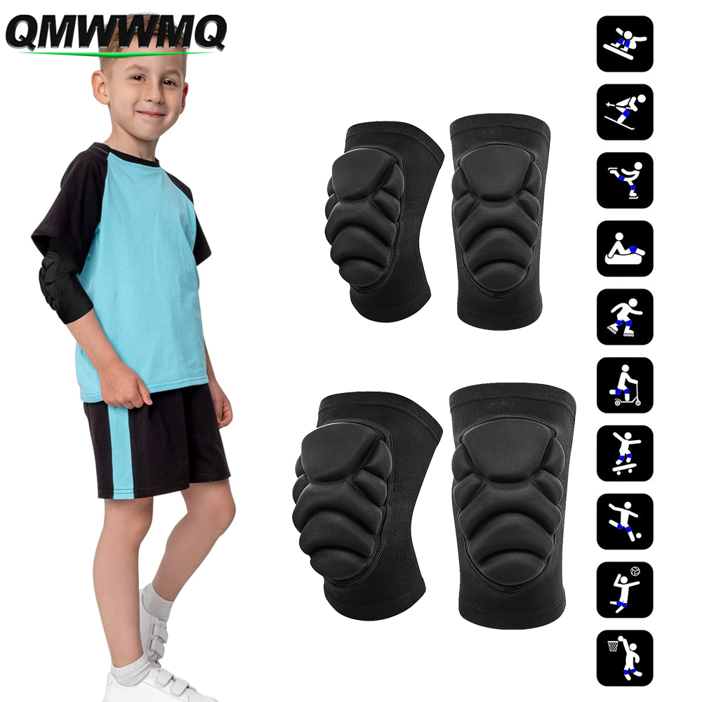 Youth Cycling Gear - ชุดแผ่นรองเข่าและข้อศอกป้องกันสำหรับเด็ก 1 คู่สำหรับเด็กชายและเด็กหญิง อุปกรณ์นิรภัยที่ยืดหยุ่นสำหรับการขี่จักรยานบาสเก็ตบอลกลางแจ้ง