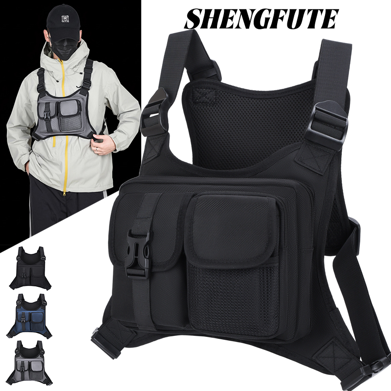 Cycling Gear Tote - กระเป๋าคาดอกแบบยุทธวิธีสำหรับผู้ชาย กระเป๋าหลายช่องพร้อมช่องใส่พาวเวอร์แบงค์ เหมาะสำหรับกิจกรรมกลางแจ้ง เดินป่า ปั่นจักรยาน และเก็บอุปกรณ์