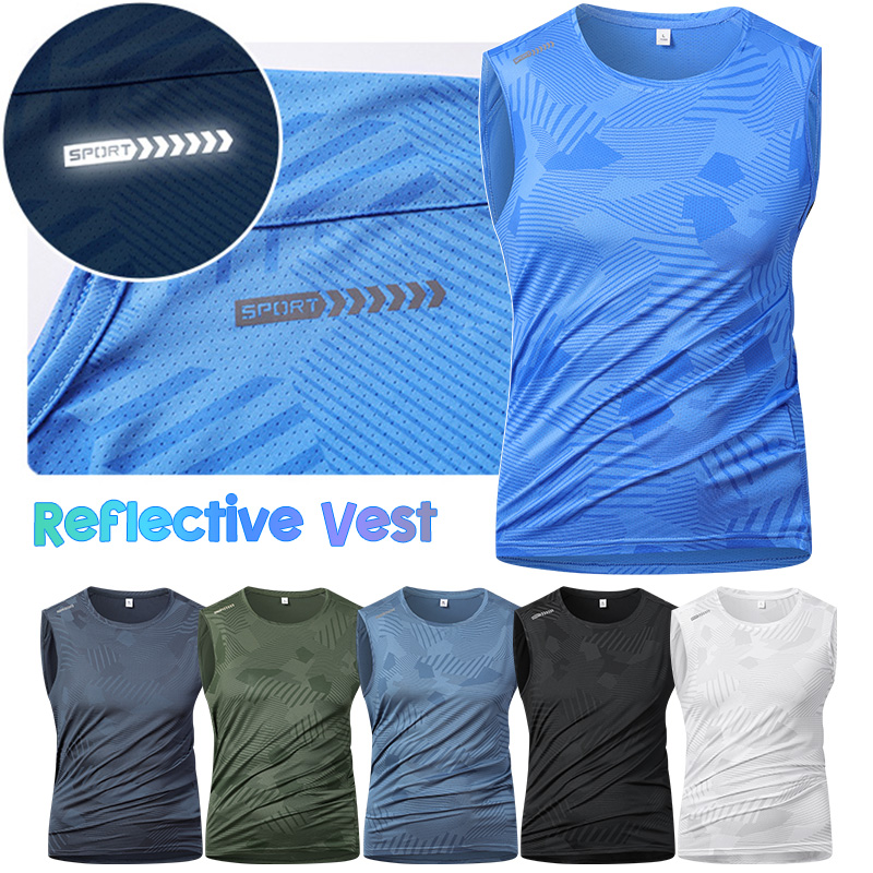 Cycling Gear Vest - เสื้อกั๊กสะท้อนแสงสำหรับผู้ชาย วิ่งออกกำลังกาย ระบายอากาศได้ดี ผ้าไหมน้ำแข็ง สำหรับฟิตเนส ปั่นจักรยาน