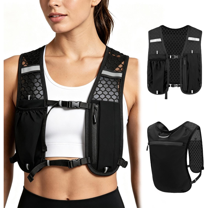 Cycling Gear Vest - เสื้อกั๊กวิ่ง WOOJACK พร้อมช่องใส่ถุงน้ำ น้ำหนักเบา สำหรับผู้ชายและผู้หญิง เหมาะสำหรับปั่นจักรยาน