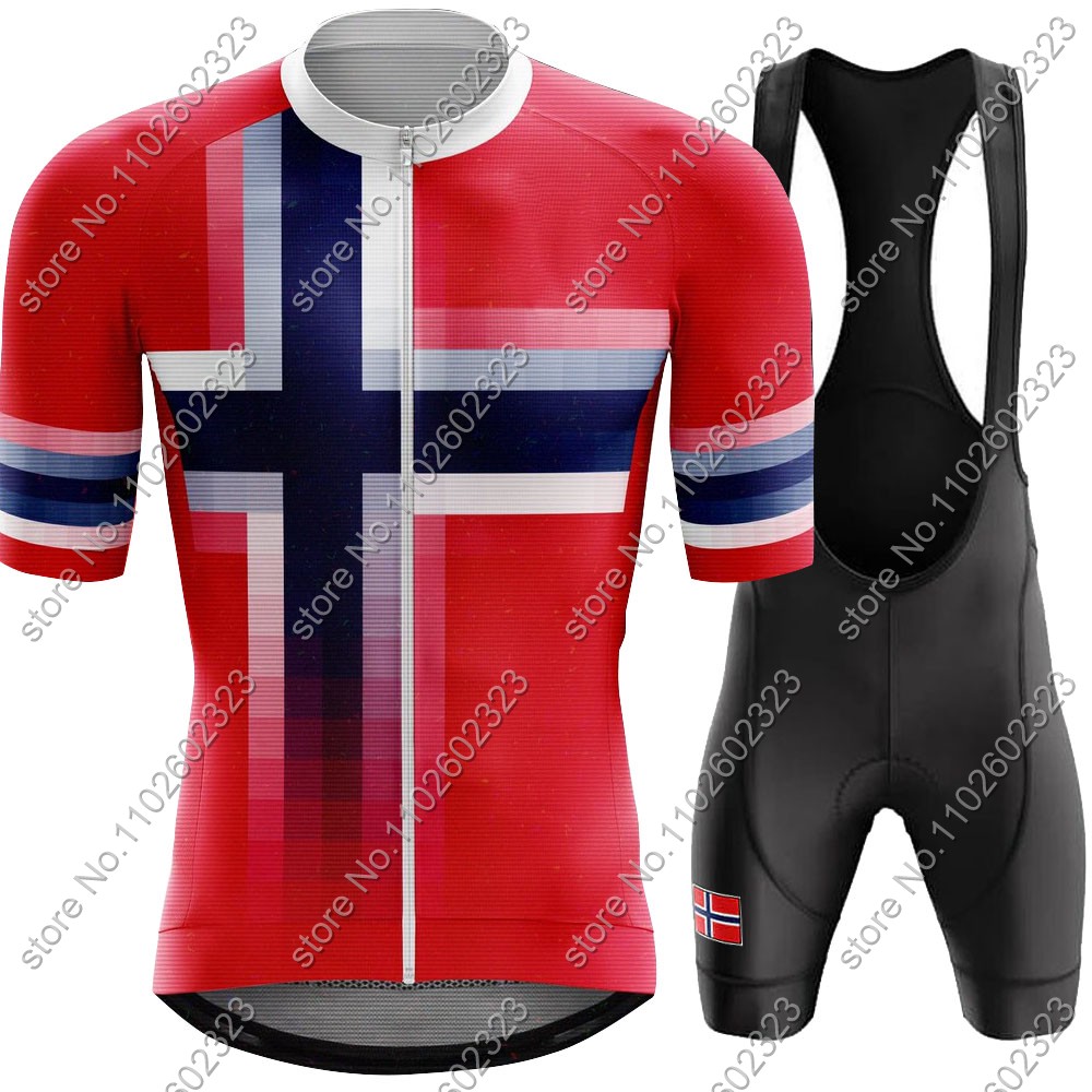 Junior Cycling Gear - 2024 Norway ชุดทีมชาติเสื้อเจอร์ซีย์นักปั่นเสื้อผ้าสำหรับปั่นจักรยานเสือภูเขาชุดปั่นจักรยานเสือภูเขากางเกงขาสั้น